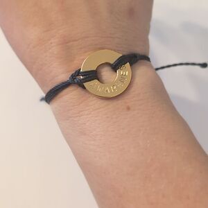 767 My Intent Black Adjustable Slider Bracelet with Gold‎ "Awareness" Charm